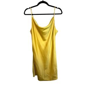 Urban Outfitters Mallory Cowl Neck Satin Slip Dress Yellow Large Y2k Coquette